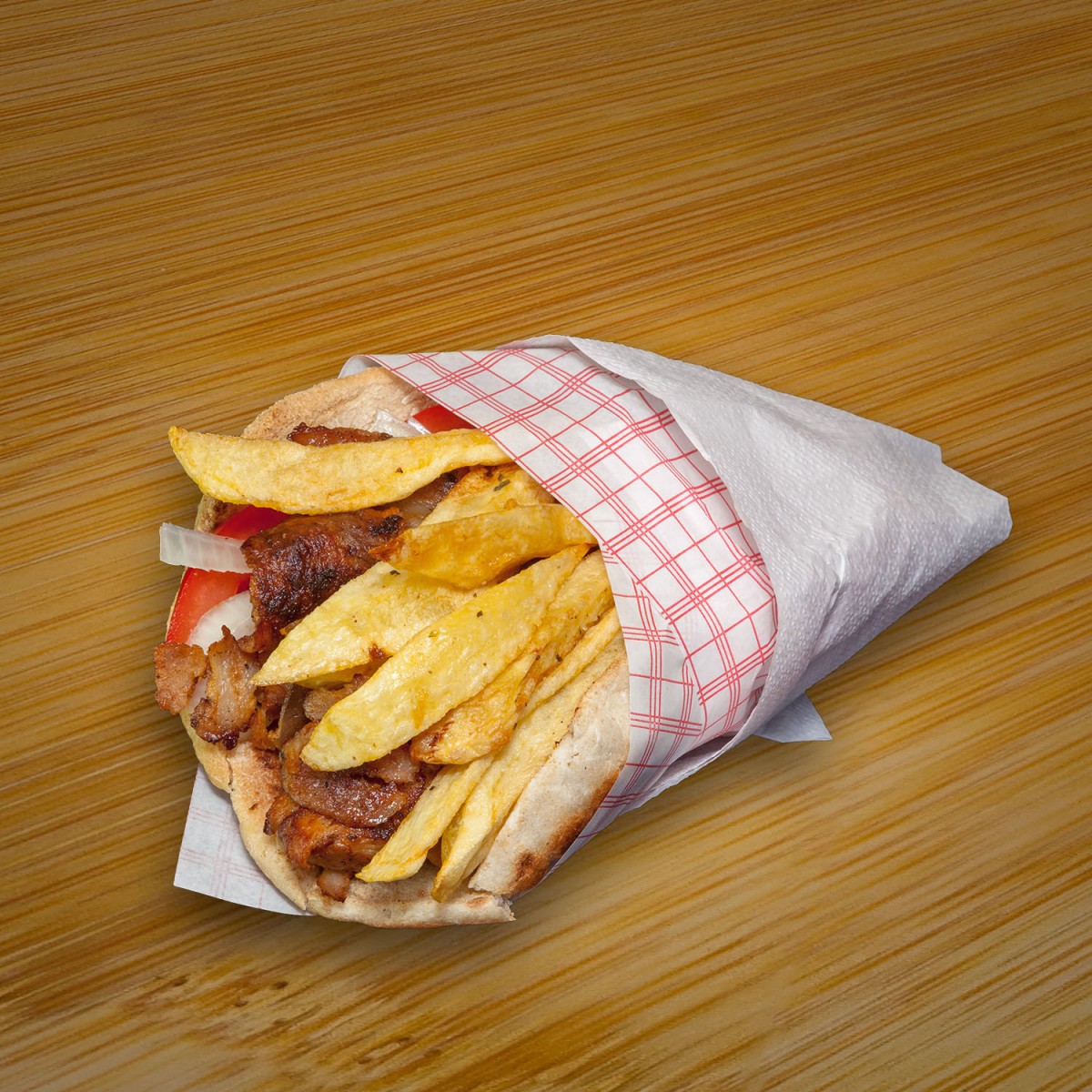 Pork gyros sandwich