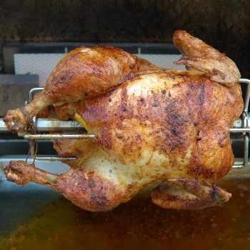 Spit-roasted chicken